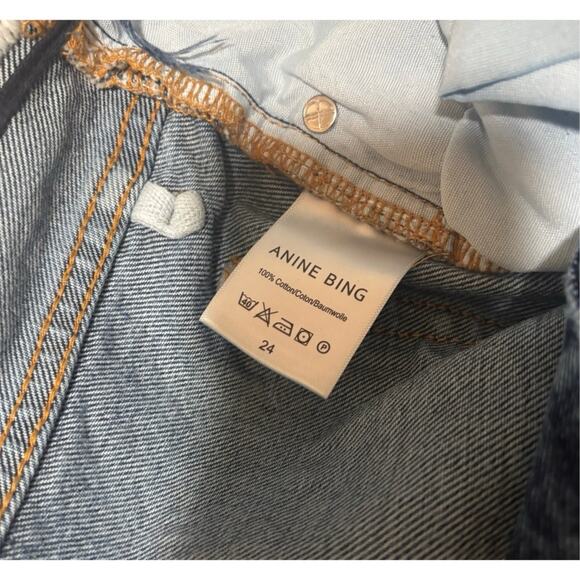 ANINE BING Gavin 1999 Straight Raw Hem Mid-Rise Jeans Blue Size 24 - Picture 8 of 8